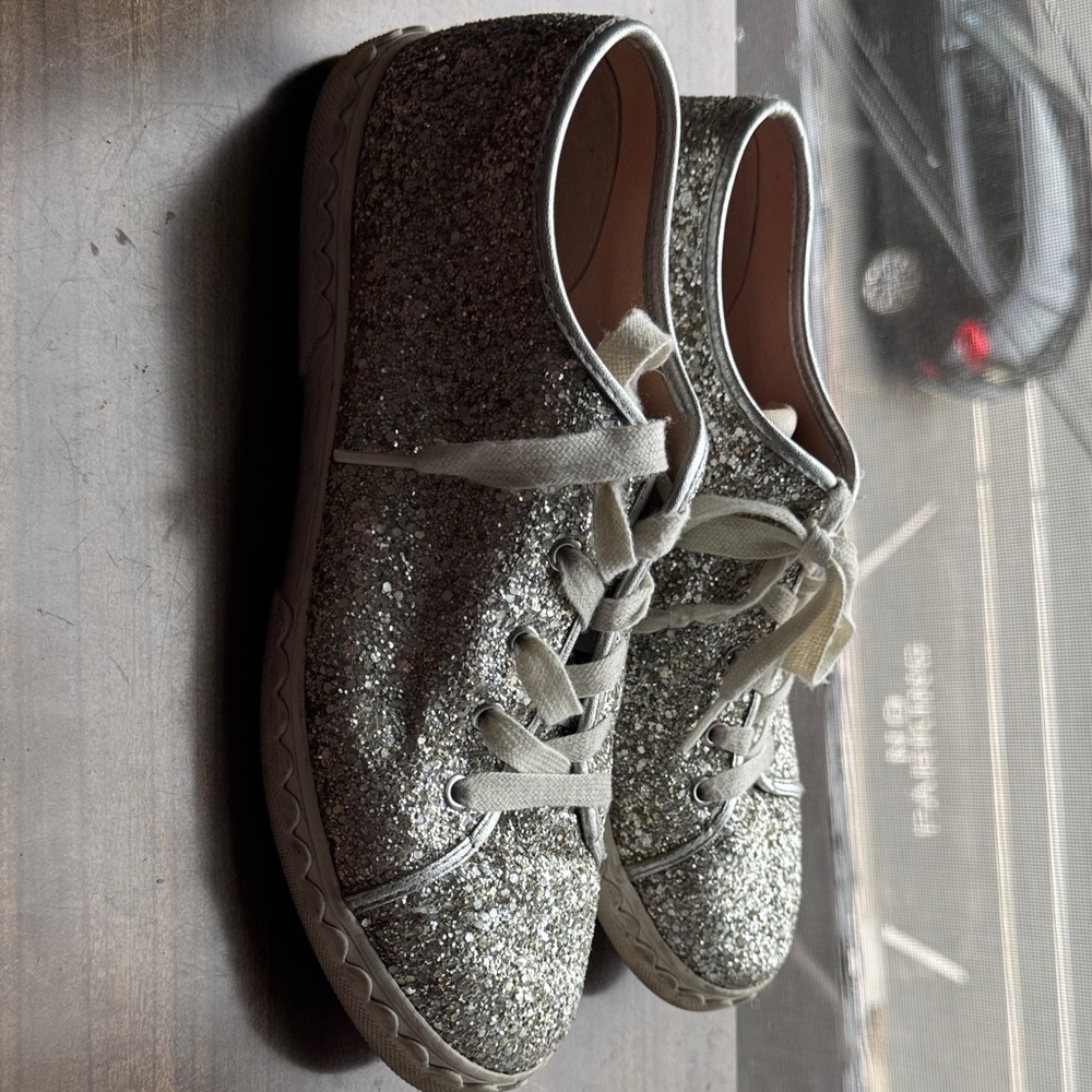 Kate Spade Glittery Silver Sneakers - Picture 4 of 6